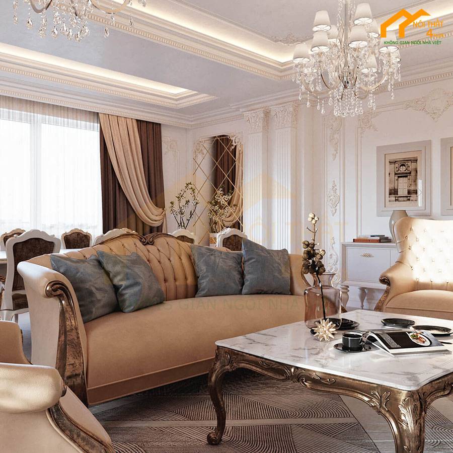 Mẫu phòng khách tân cổ điển hiện đại