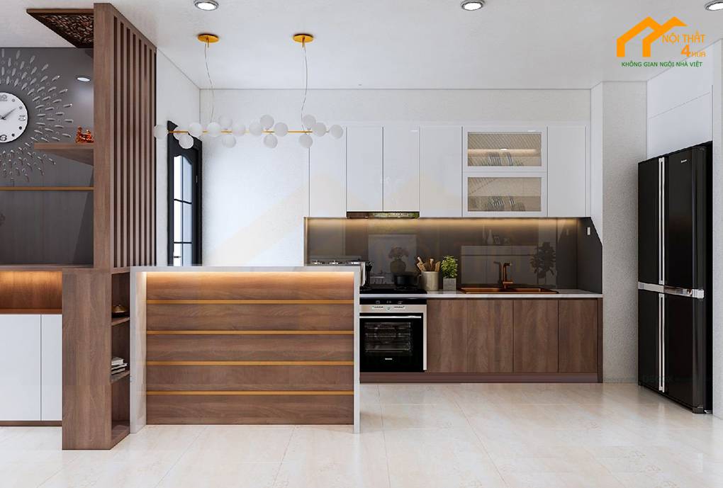 Mẫu phòng bếp căn hộ 3 phòng ngủ đẹp