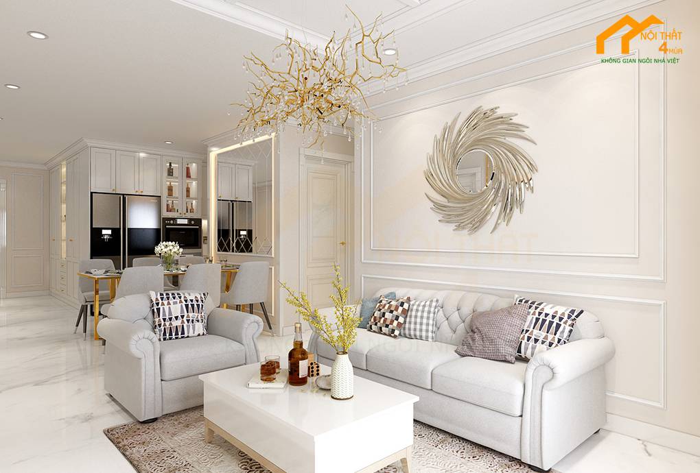 20+ Mẫu thiết kế phòng khách liền bếp 20m2 đẹp tiện nghi nhất 25 Mẫu phòng khách liền bếp 20m2 ngăn cách bằng bàn ăn