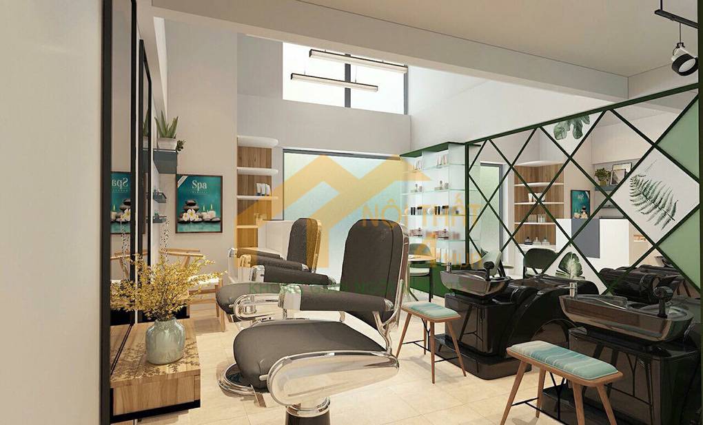 Mẫu salon tóc kết hợp spa gội đầu