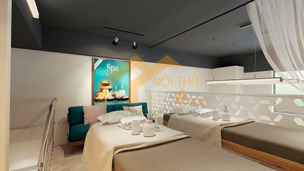 Mẫu salon tóc kết hợp spa gội đầu