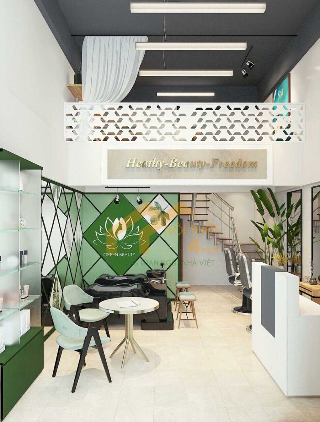 Mẫu salon tóc kết hợp spa gội đầu
