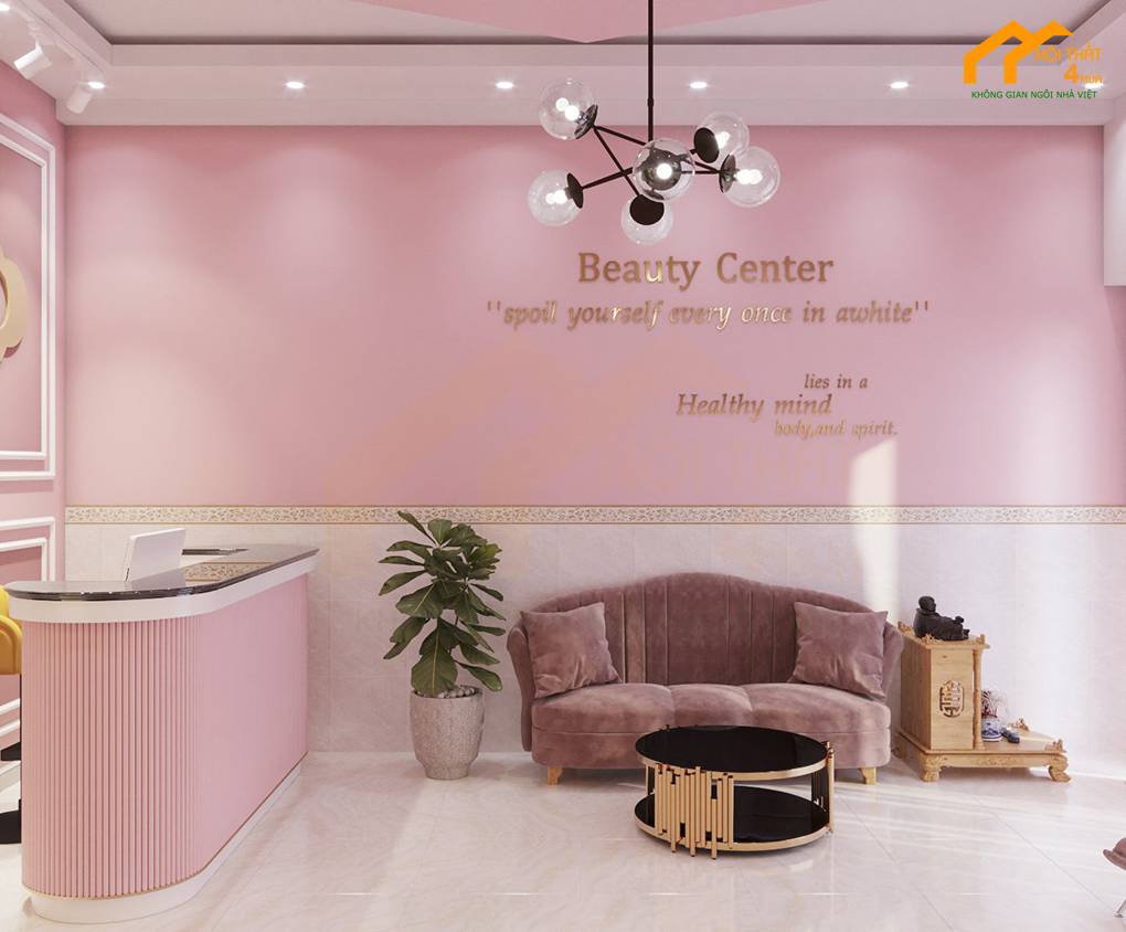 Mẫu spa nail màu hồng Mây