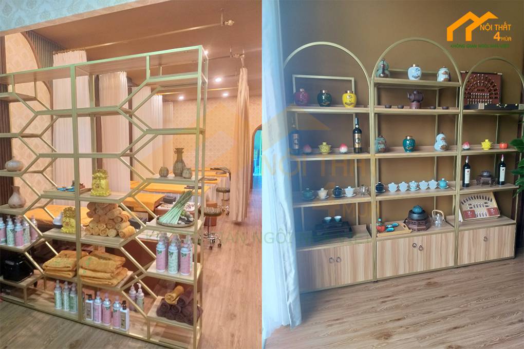 Thi công spa sen vàng quận 12 - Tủ mỹ phẩm