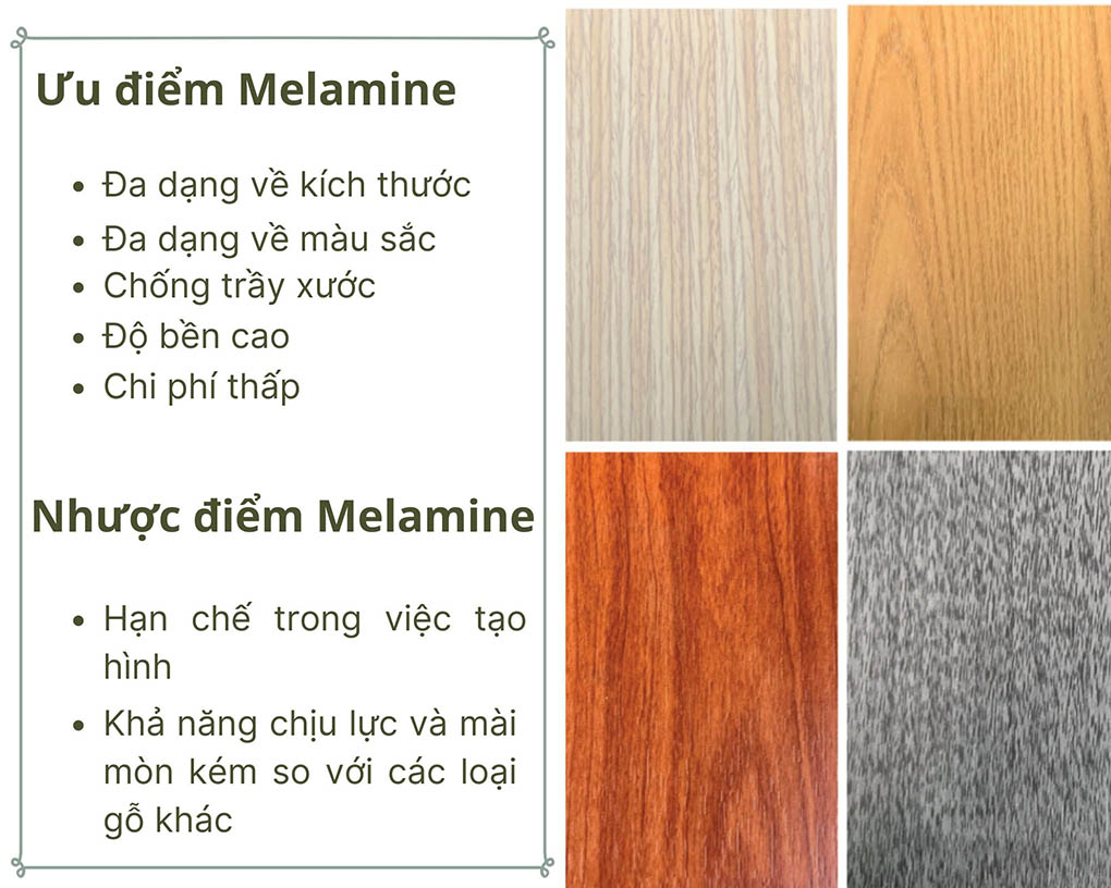 Gỗ melamine là gì? Tất tần tật về Ván phủ melamine và ứng dụng 5 Ưu điểm nhược điểm gỗ melamine