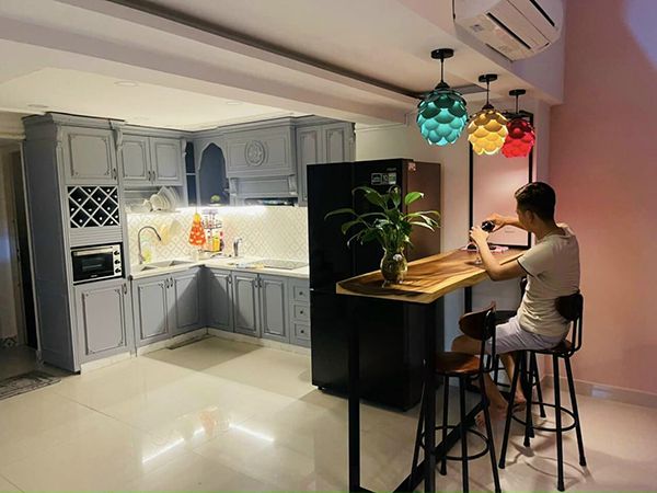 Sức hút của đèn gỗ thả trần trong trang trí thiết kế nội thất 5 Đèn gỗ thả trần phòng ăn