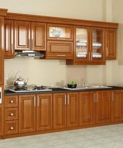 20+ Mẫu tủ bếp gỗ gõ đỏ đẹp, cao cấp, sang trọng 4 Tủ bếp gỗ gõ đỏ chữ i