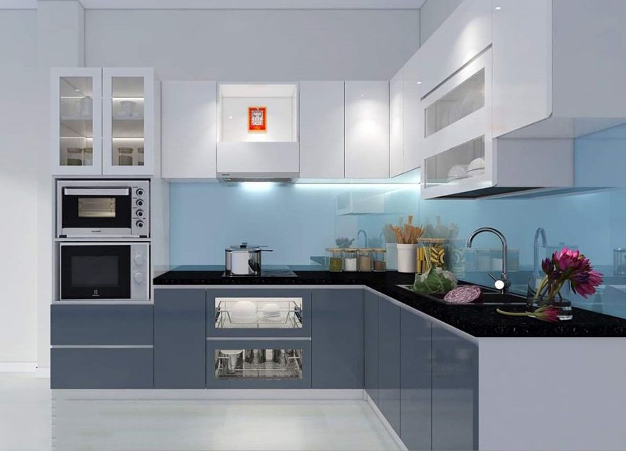 Báo giá 20+ Mẫu tủ bếp nhôm kính đẹp, rẻ tại TpHCM 11 Mẫu tủ bếp nhôm kinh sơn tĩnh điện
