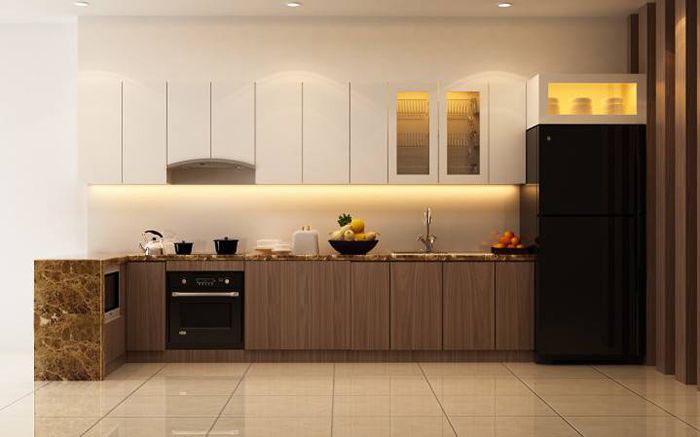 Mẫu tủ bếp nhựa cánh Laminate