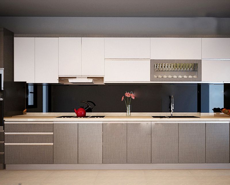 Mẫu tủ bếp nhựa cánh Laminate