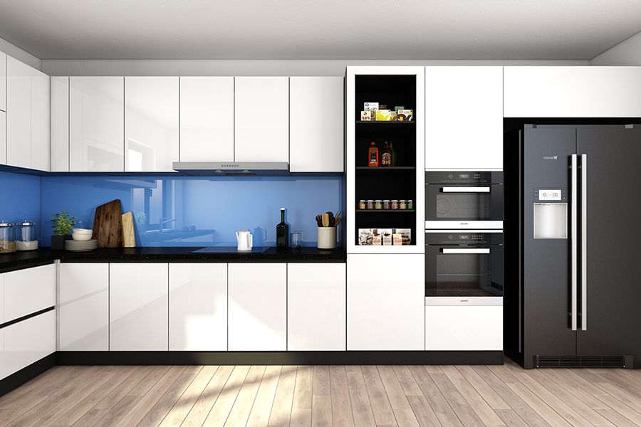 Mẫu tủ bếp nhựa picomat hiện đại