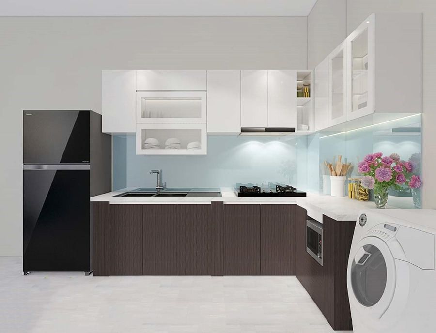 Báo giá 20+ Mẫu tủ bếp nhôm kính đẹp, rẻ tại TpHCM 9 Mẫu tủ bếp nhôm kinh sơn tĩnh điện