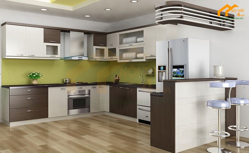 Mẫu tủ bếp nhựa cánh Laminate