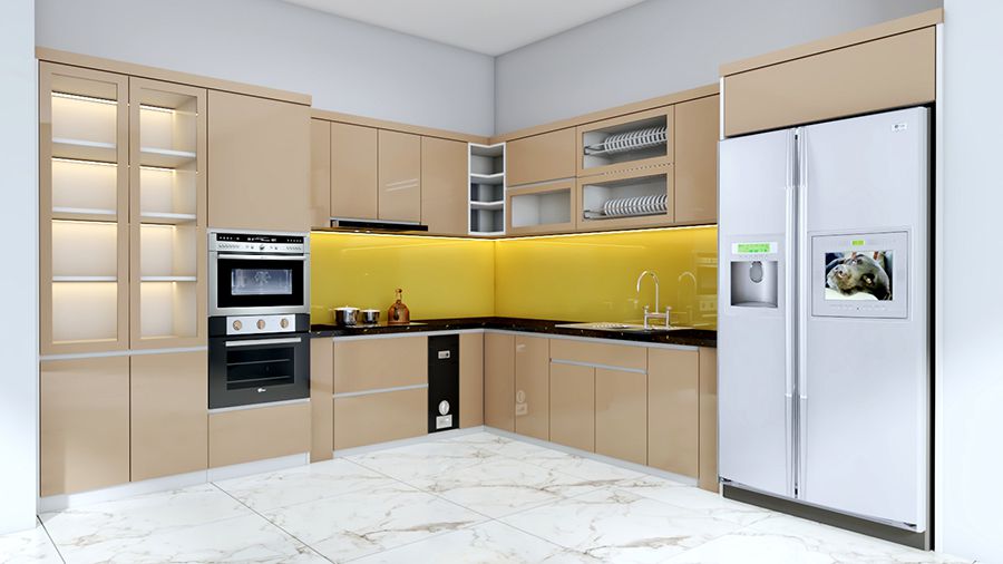 Mẫu tủ bếp nhựa picomat hiện đại