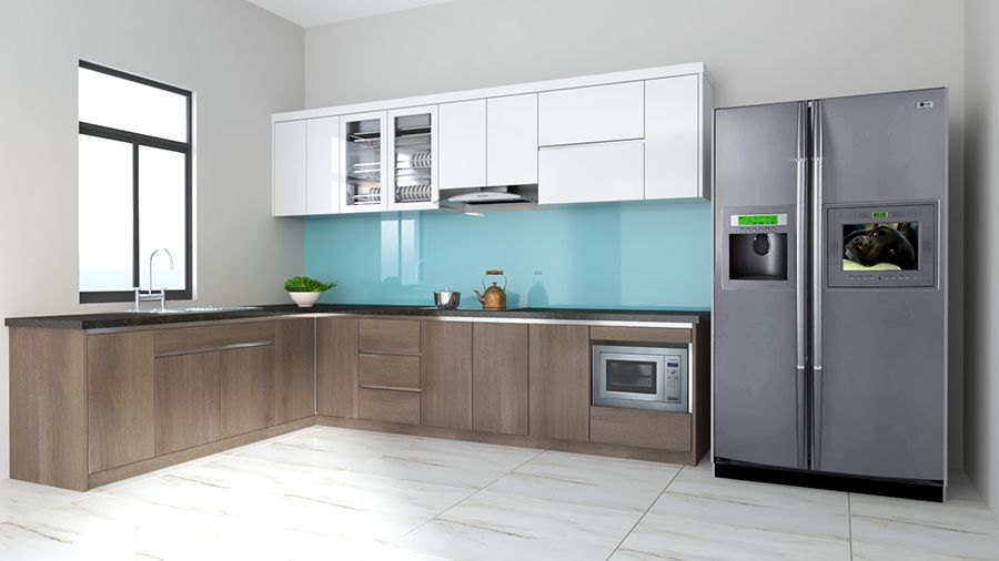 Mẫu tủ bếp nhựa picomat hiện đại