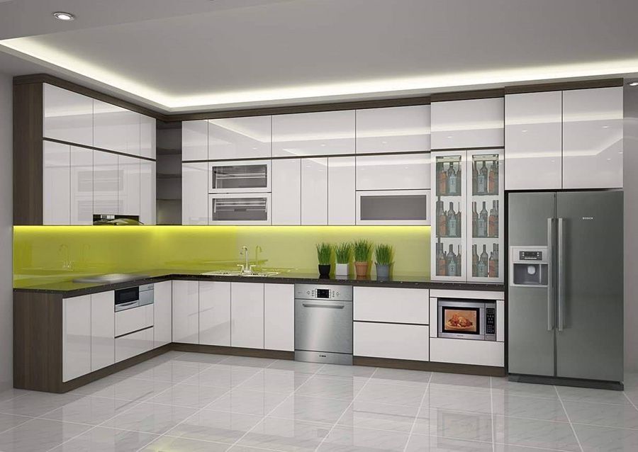 Mẫu tủ bếp nhựa picomat hiện đại