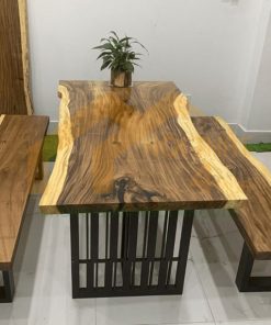 Bàn ăn gỗ me tây nguyên tấm - BAGMT01 7 Bàn ăn me tây 8 người đẹp