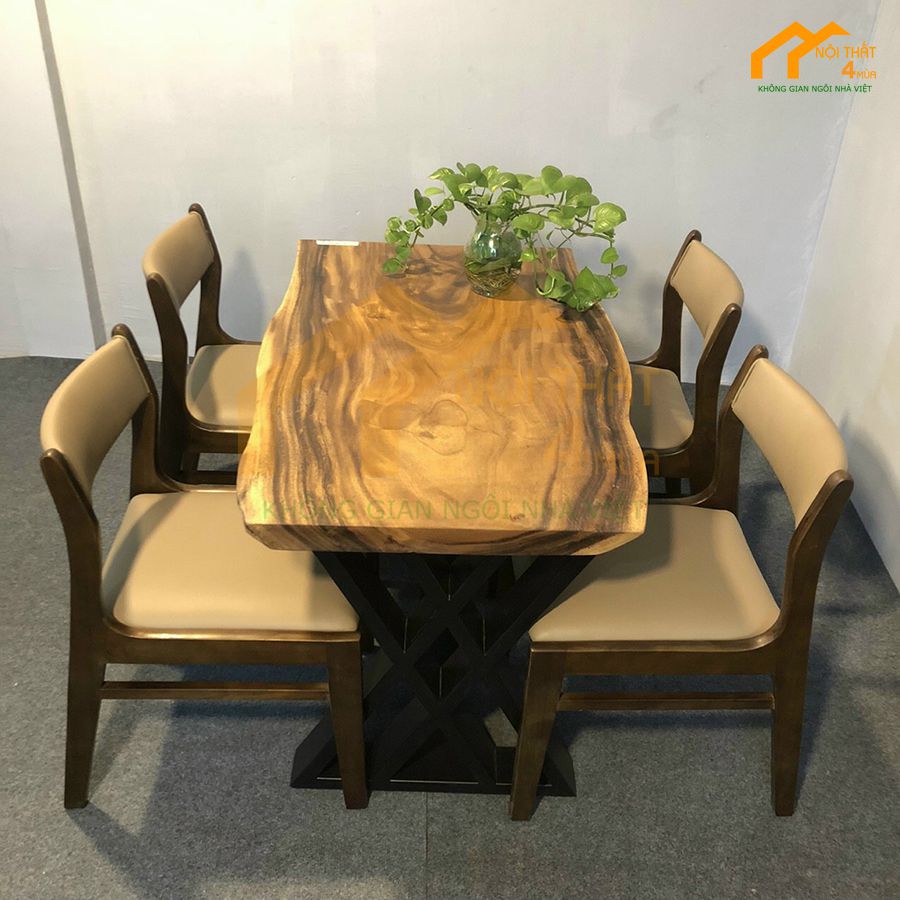 Mẫu bàn ăn gỗ me tây 4 ghế đẹp