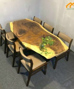 Bàn ăn gỗ me tây nguyên tấm - BAGMT01 4 Mẫu bàn ăn me tây 6 ghế hiện đại