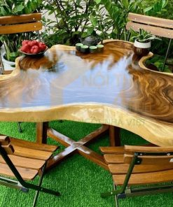 Bàn trà gỗ me tây bệt 80-110x7cm