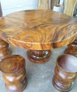 Bàn trà gỗ me tây hình tròn 1124x10 6 ghế