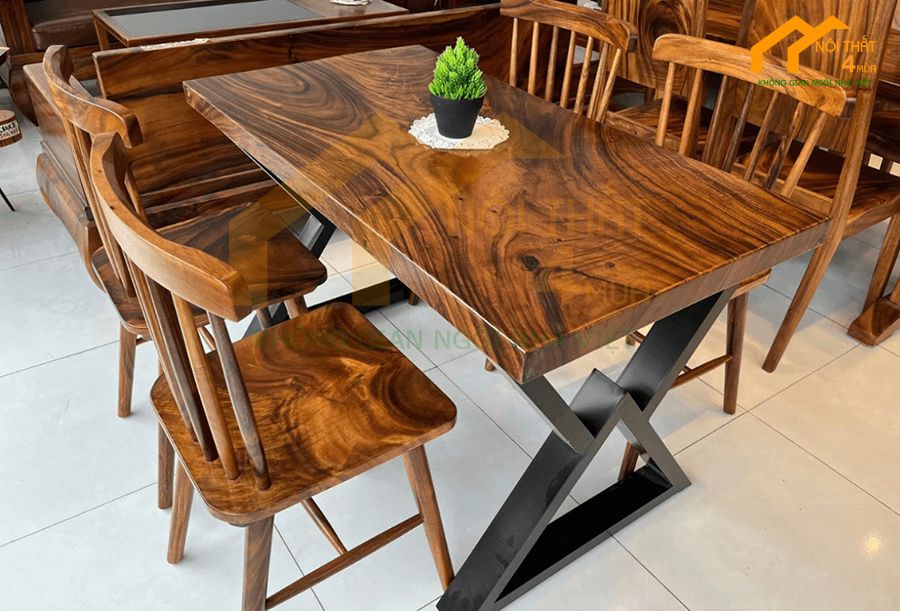 Mẫu bàn ăn gỗ me tây 4 ghế đẹp