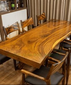 Bàn ăn gỗ me tây nguyên tấm - BAGMT01 5 Mẫu bàn ăn me tây nguyên tấm 8 ghế 220 x 80 x 10