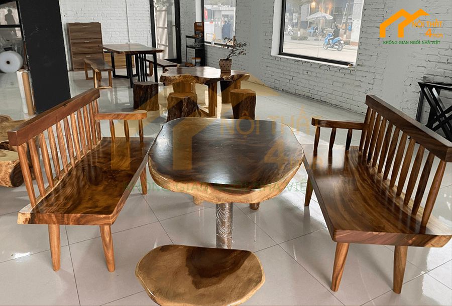 Bàn trà gỗ me tây nguyên tấm - BTGMT01