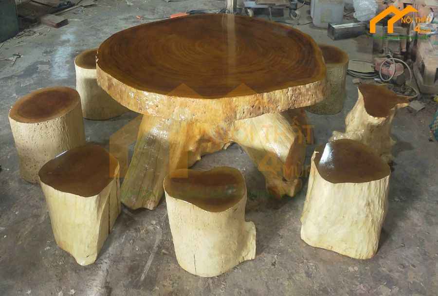 Bàn trà gỗ me tây 8 ghế