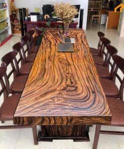 Bàn họp gỗ me tây nguyên tấm - BHGMT01 6 Mẫu bàn họp me tây nguyên tấm dài 3m2