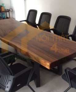 Bàn họp gỗ me tây nguyên tấm - BHGMT01 5 Mẫu bàn họp me tây nguyên tấm 10 ghế