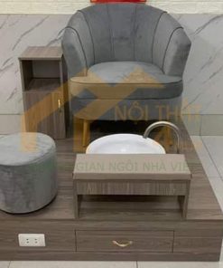 Ghế làm nail bọc vải chân gỗ