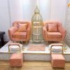 Bộ ghế làm Nail vải nhung màu cam - GLN04 2 Ghế làm nail đẹp hiện đại