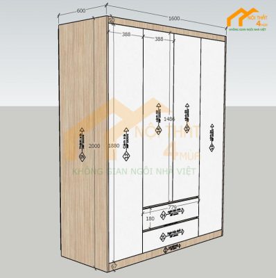 Kịch thước tủ quần áo tiêu chuẩn mới nhất