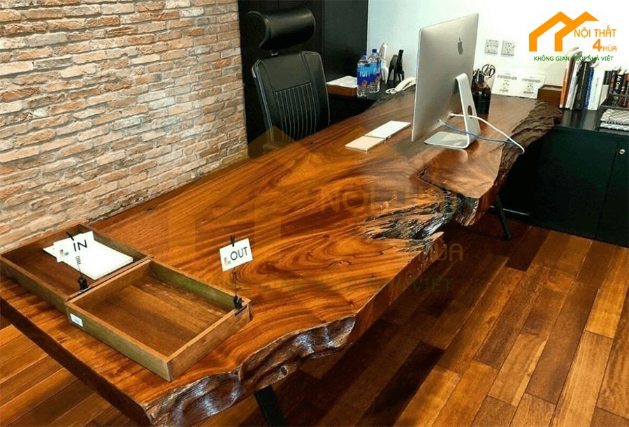 Mẫu bàn làm việc gỗ me tây đẹp
