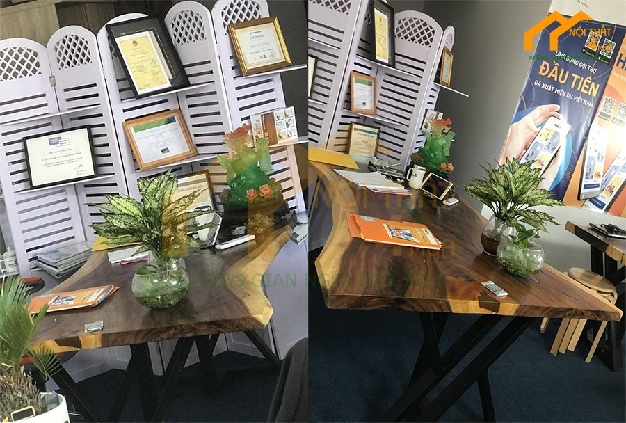 Thi công bàn làm việc bằng gỗ me tây đẹp