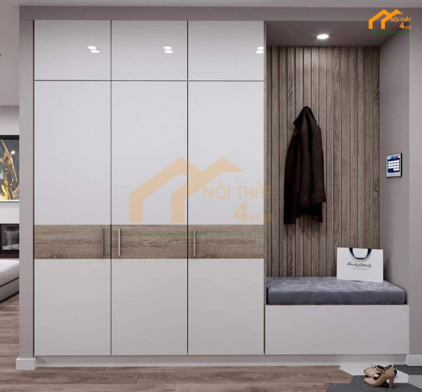 Mẫu tủ quần áo âm tường đẹp hiện đại
