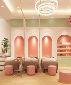 Mẫu thiết kế Spa nail màu hồng và màu xanh