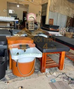 Giường gội đầu bồn nhựa màu cam đẹp
