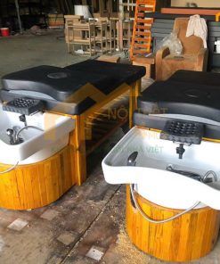 Giường gội đầu 2in1 bồn sứ tai thỏ cao cấp - GGDS01 5 Giường gội đầu bồn sứ màu trắng gỗ thông