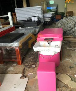 Giường gội đầu 2in1 bồn sứ tai thỏ cao cấp - GGDS01 6 Giường gội đầu bồn sứ màu trắng nệm màu hồng