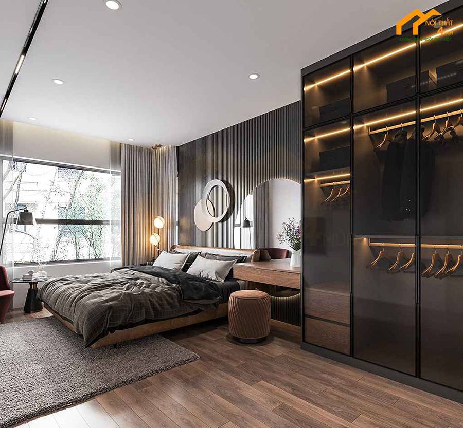 30+ Mẫu tủ quần áo cánh kính đẹp sang trọng - Bảng giá 2023 33 Phòng ngủ hiện đại