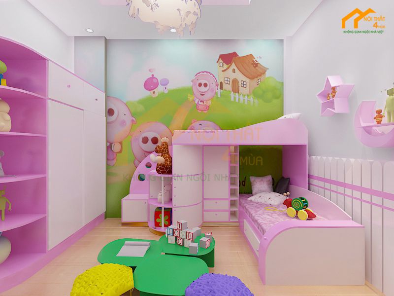 Tủ áo màu hồng 2 cánh cửa lùa đậm cá tính
