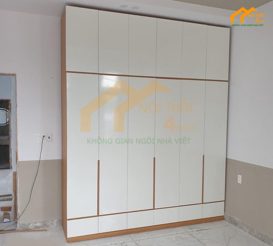 10+ Mẫu tủ quần áo 6 cánh đẹp sang trọng ưa chuộng 1 Mẫu tủ áo 6 cánh gỗ công nghiệp đẹp