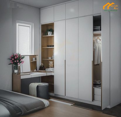 Tủ quần áo 4 cánh kết hợp bàn phấn đẹp