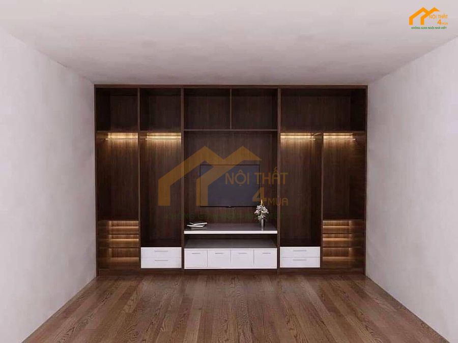Tủ quần áo kết hợp kệ tivi gỗ công nghiệp