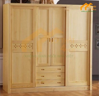 Mẫu tủ quần áo gỗ thông đẹp