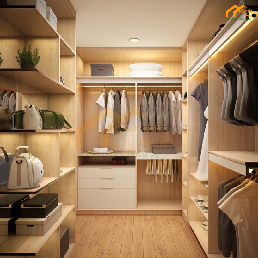 Thiết kế tủ quần áo gỗ thông đẹp