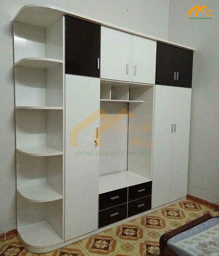 Tủ nhựa quần áo kết hợp kệ tivi