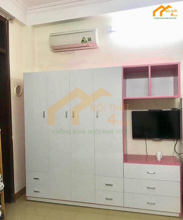 Tủ nhựa quần áo kết hợp kệ tivi